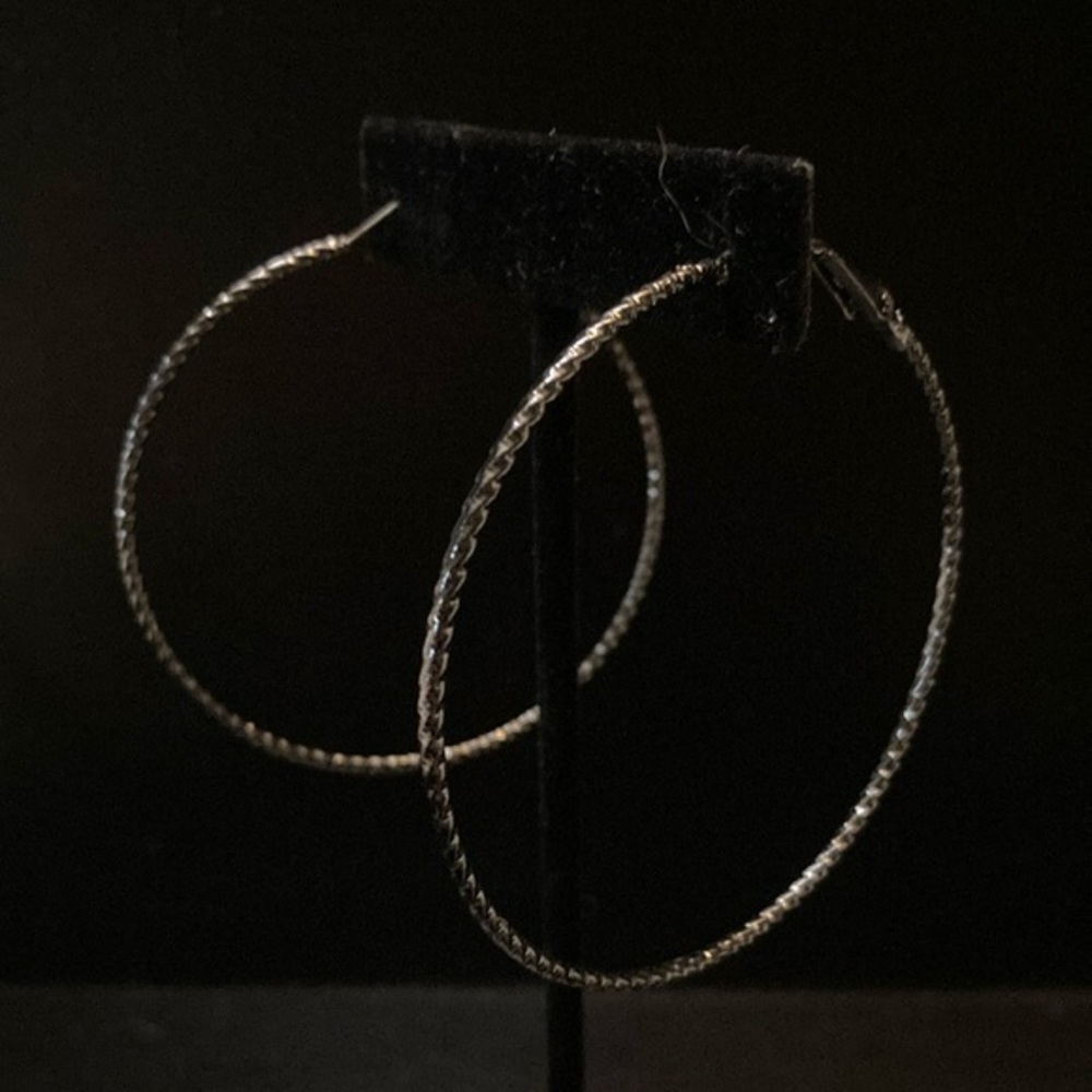 Elegant Silver Hoop Earrings 2.5” diameter